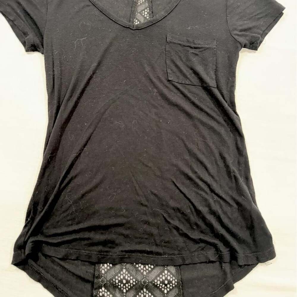 Glitz Black Lace Back Pocket T-Shirt